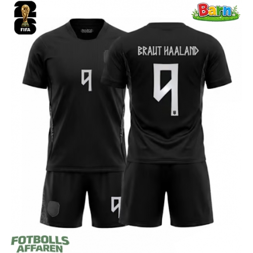 Norge Erling Haaland #9 Bortaställ Barn VM 2026 Kortärmad (+ Korta byxor)